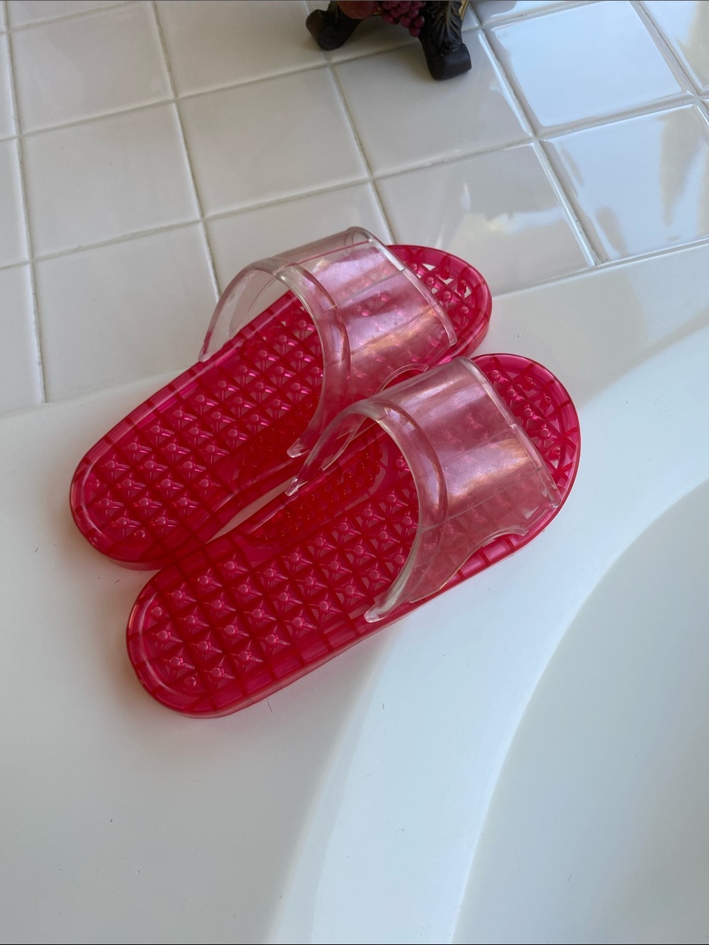 Clear Strap Pink Jelly Slide Sandals